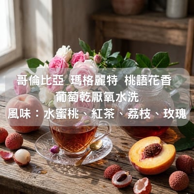 哥倫比亞 瑪格麗特 桃語花香 葡萄乾厭氧水洗（半磅/濾掛式10包）1