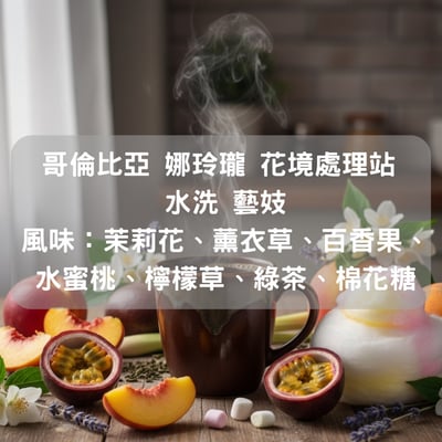 哥倫比亞 娜玲瓏 花境處理站 水洗 藝妓(半磅/濾掛式10包）1