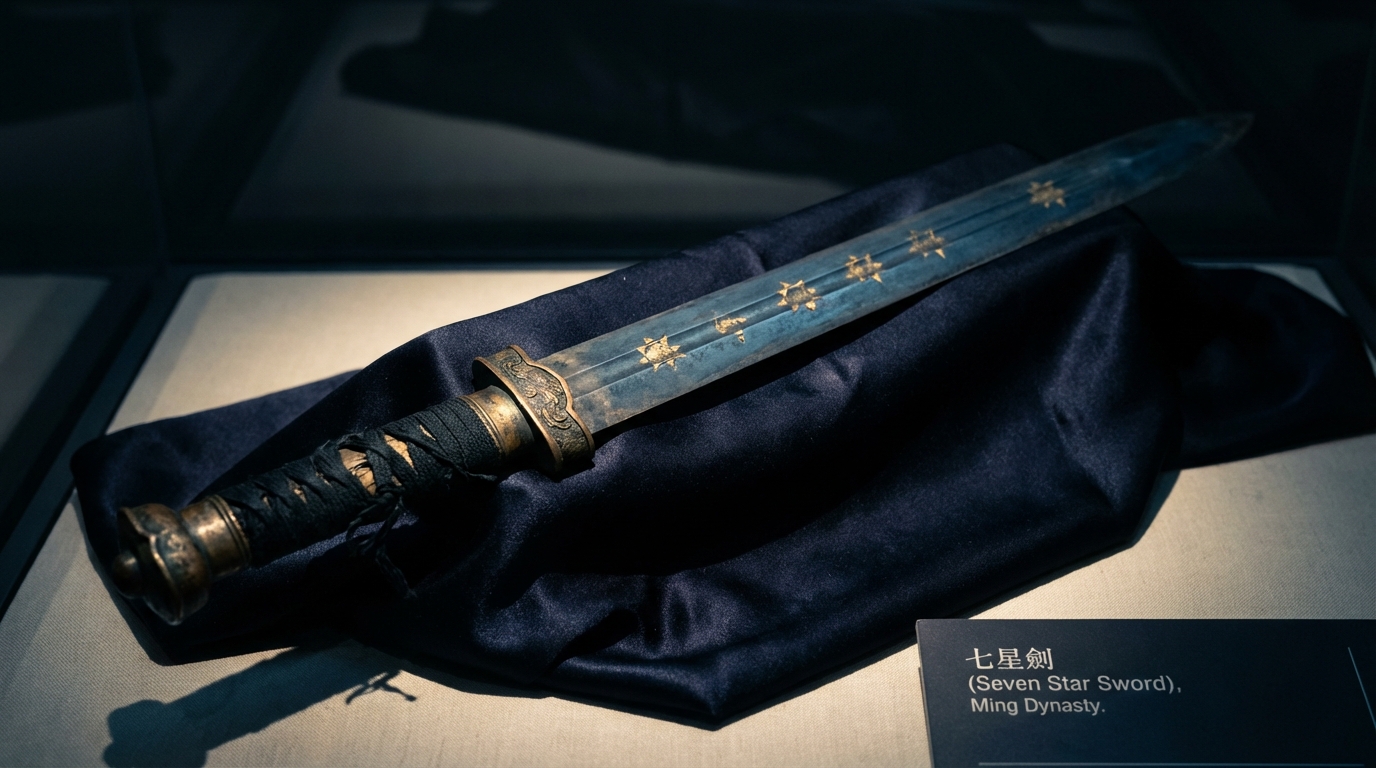 七星劍特寫&mdash;&mdash;玄天上帝修道時由豐乾大天帝所贈，原名「北方黑馳袞角斷魔雄劍」