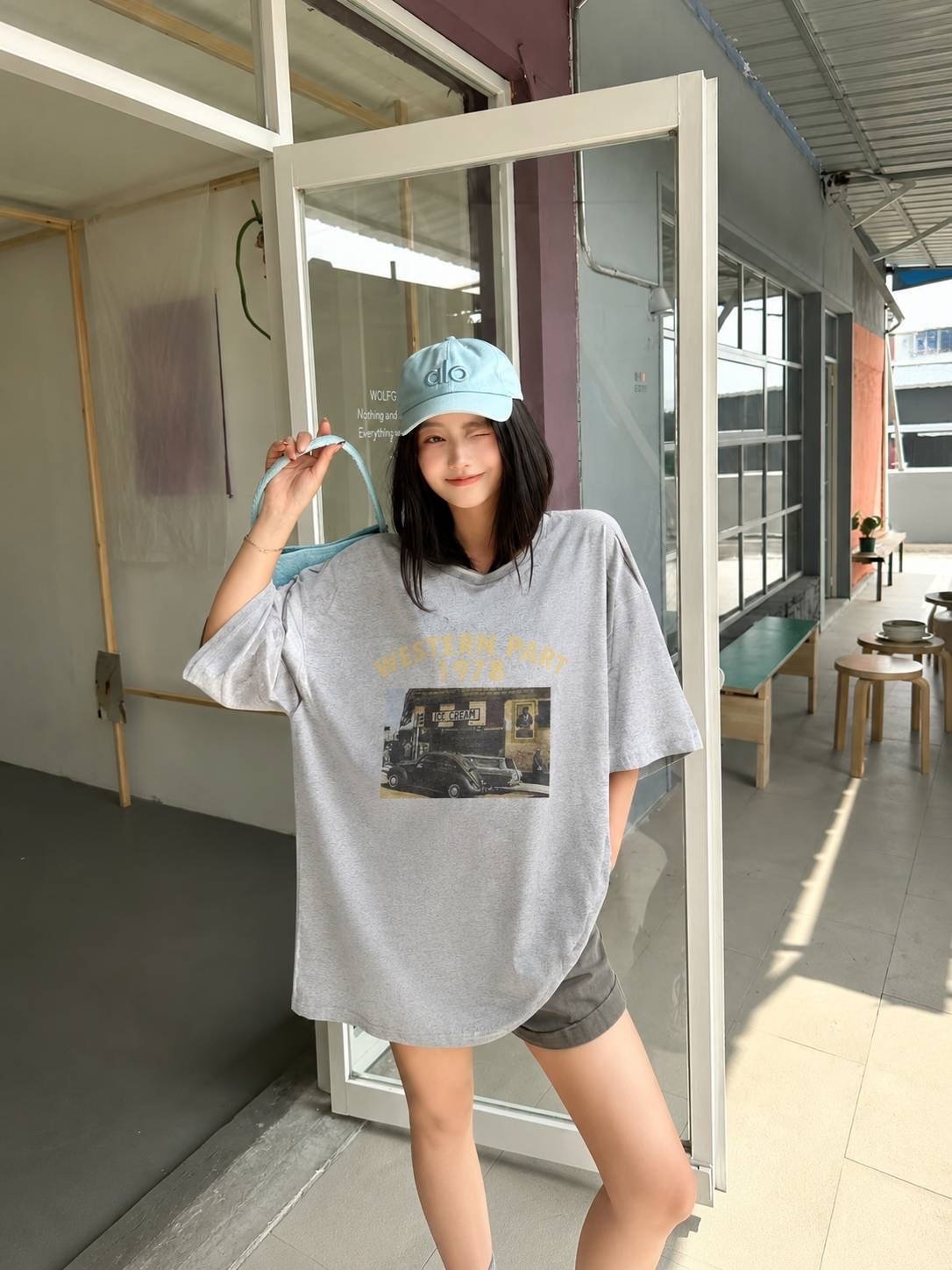 復古街景印花寬鬆TEE