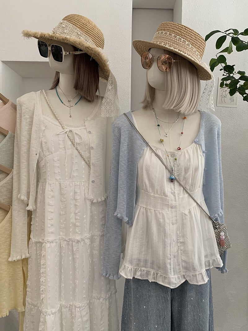 溫柔薄針織木耳邊防曬外套