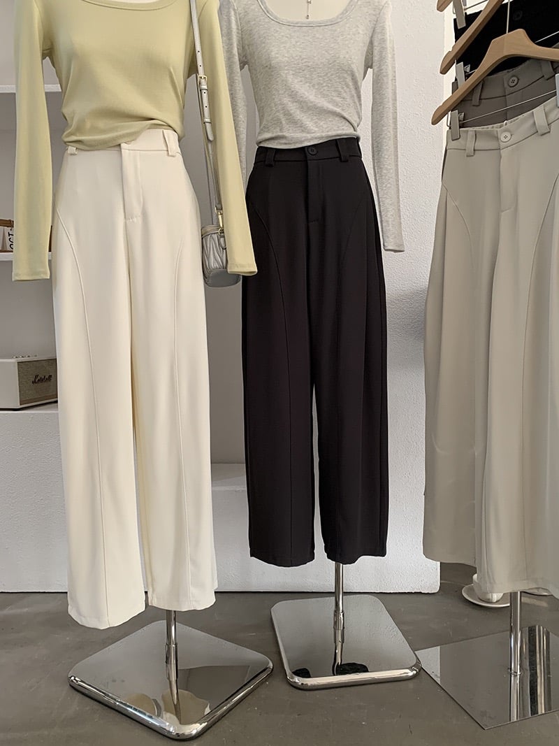 顯瘦立體剪裁高腰垂感西裝寬褲