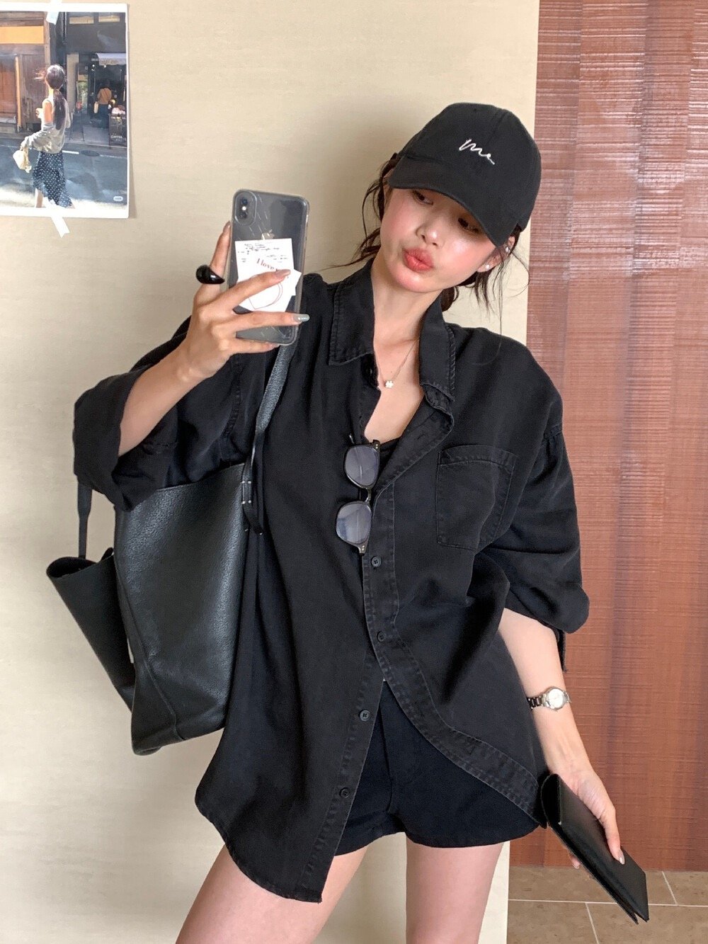 檸檬家·iu同款慵懶感寬版天絲牛仔襯衫