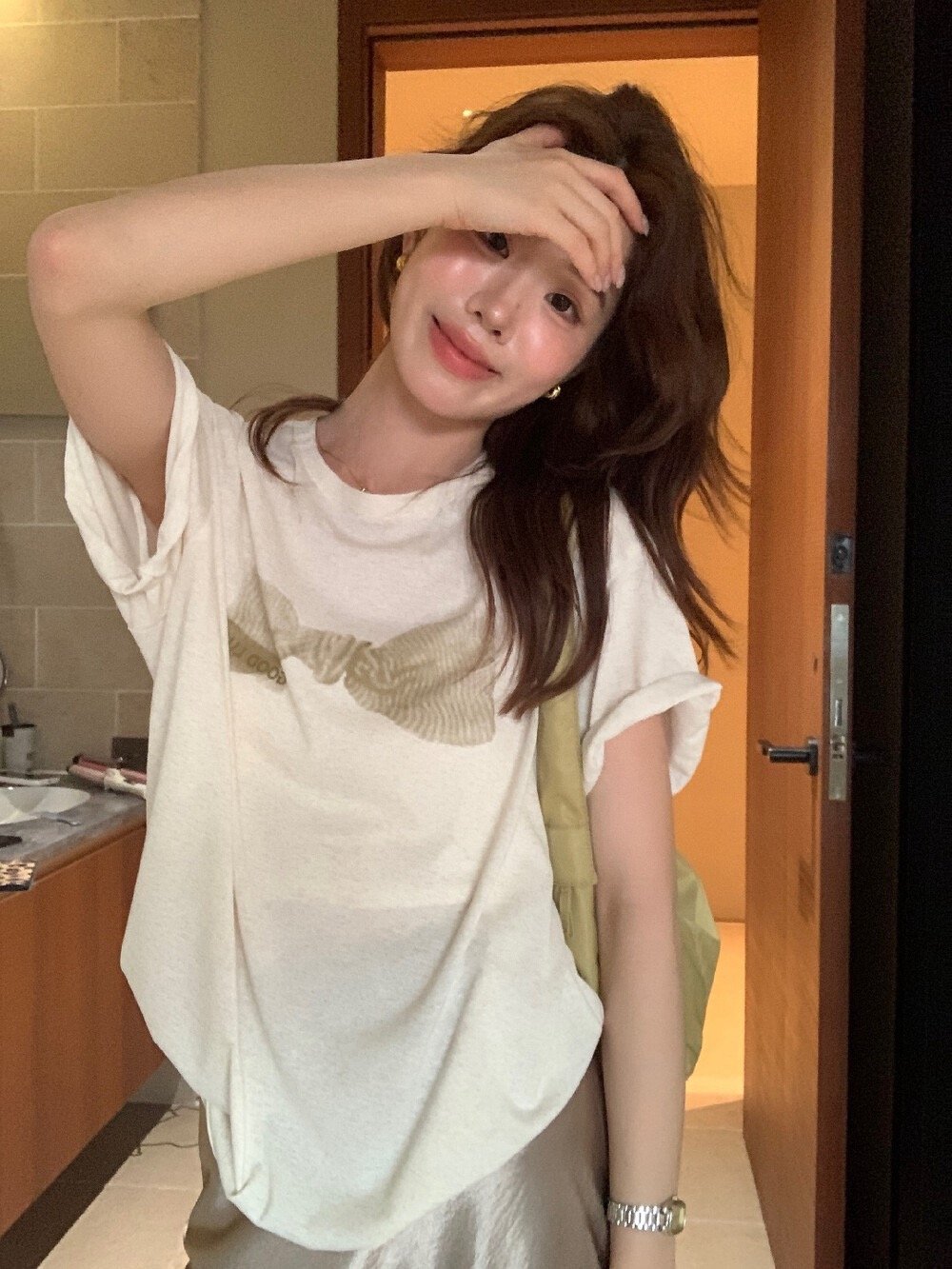 檸檬家· 蝴蝶結印花寬鬆棉質T恤