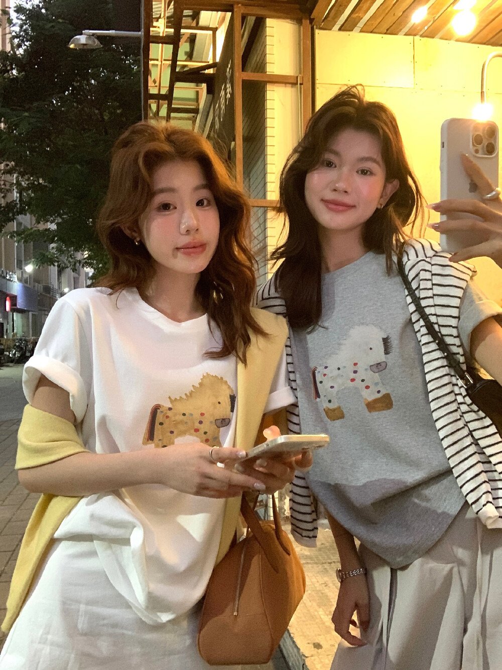 檸檬家#童趣可愛小馬印花寬鬆T恤