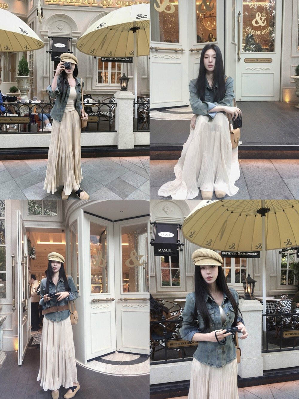 春日溫柔垂墜感壓褶雪紡長裙