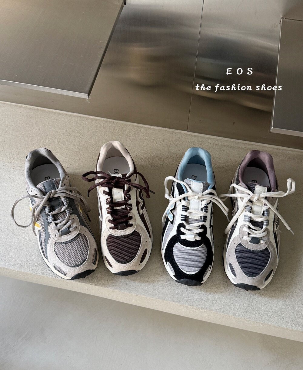 韓系拼接配色復古運動鞋