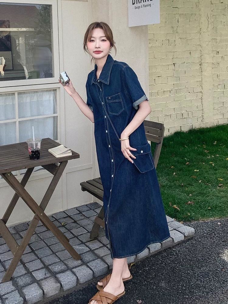 輕薄感牛仔襯衫洋裝｜一件搞定夏日清爽穿搭（附小包）