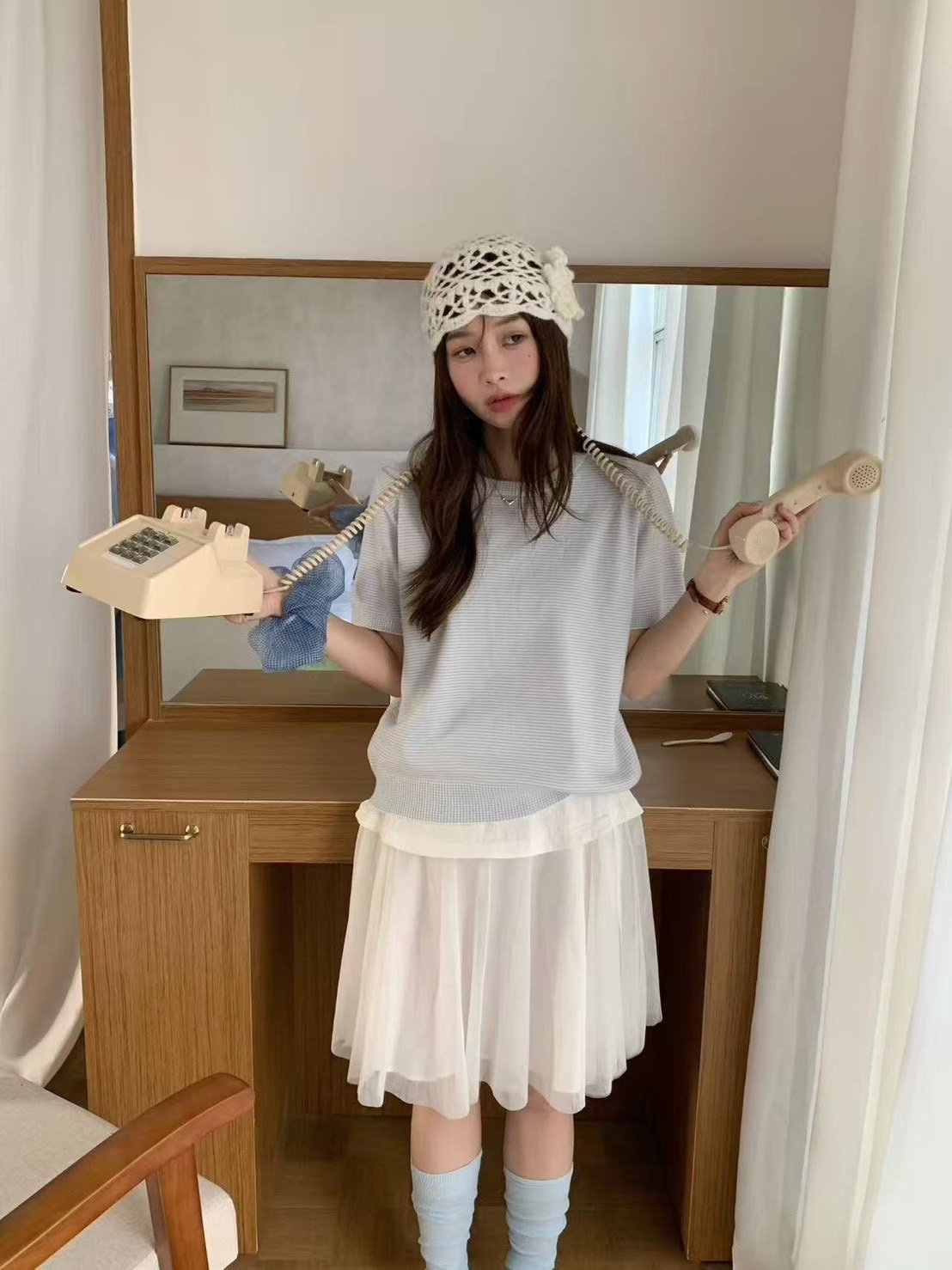 細條紋質感針織短袖上衣｜溫柔百搭日常款