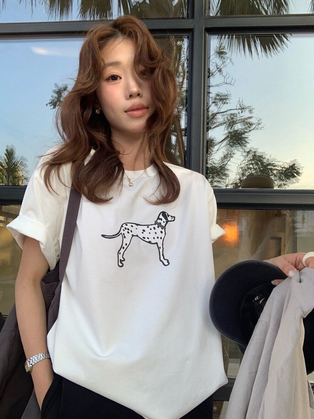 檸檬家#可愛斑點小狗印花寬鬆T恤