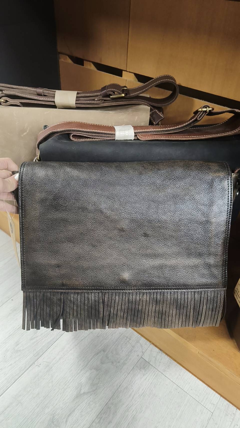 進口皮革 復古風側背包