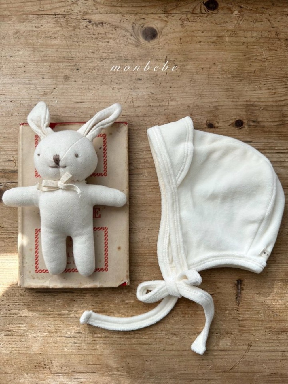 MONBEBE34｜(3m-24m) 棉絨綁帶帽