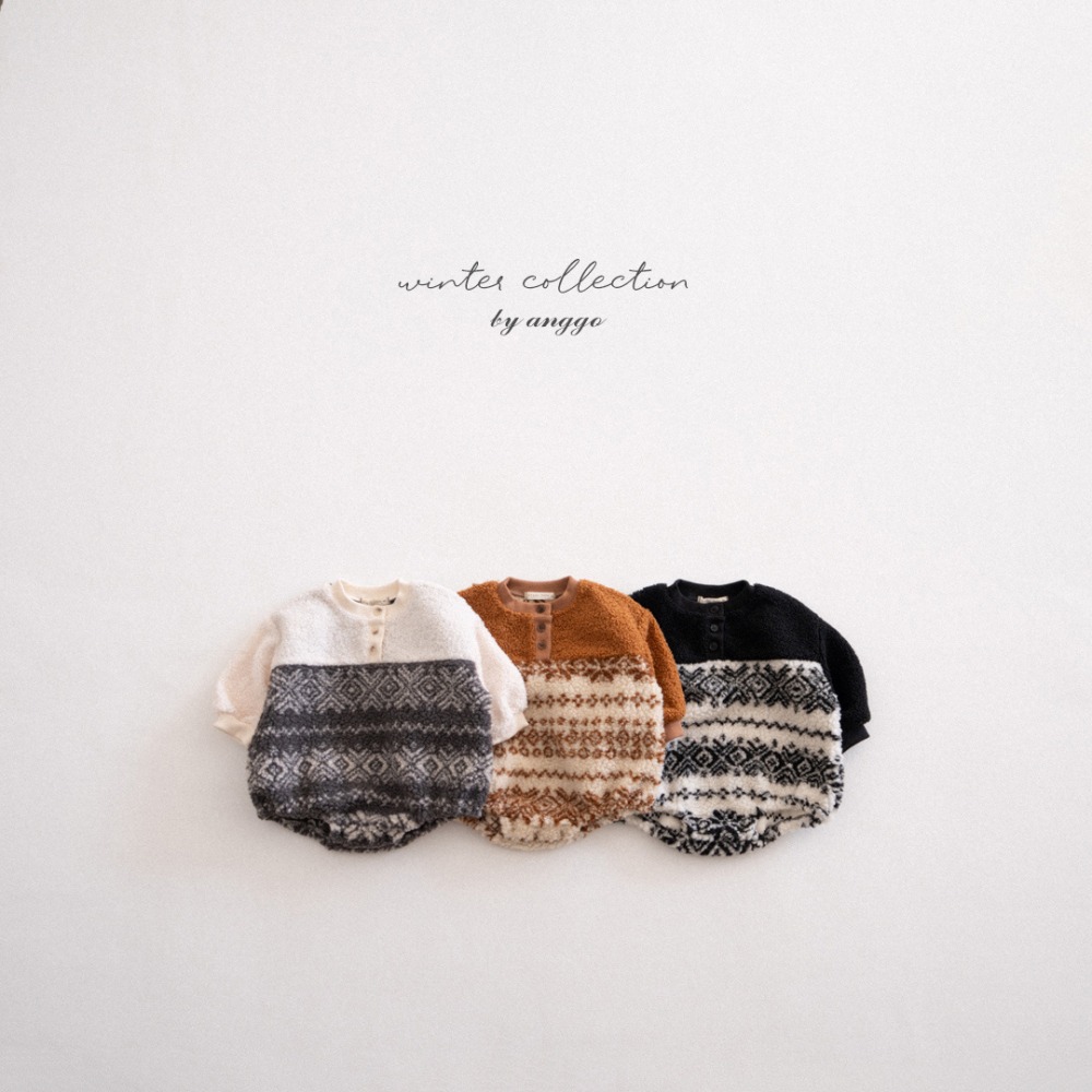 anggo36｜(3m-12m) 刷毛印花上衣包屁衣