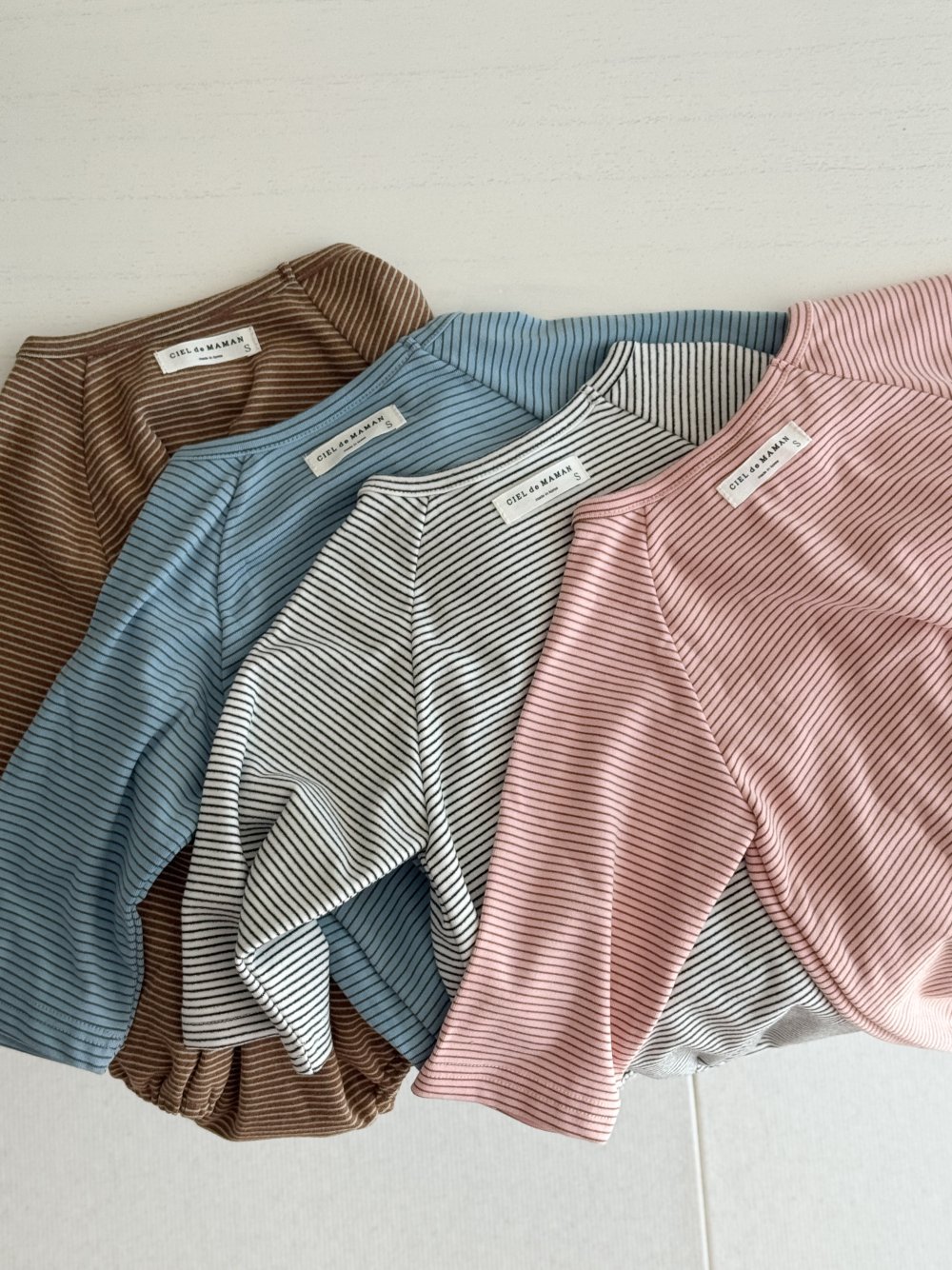 Cieldemaman04｜(6M~15M)  4色條紋長袖包屁衣服