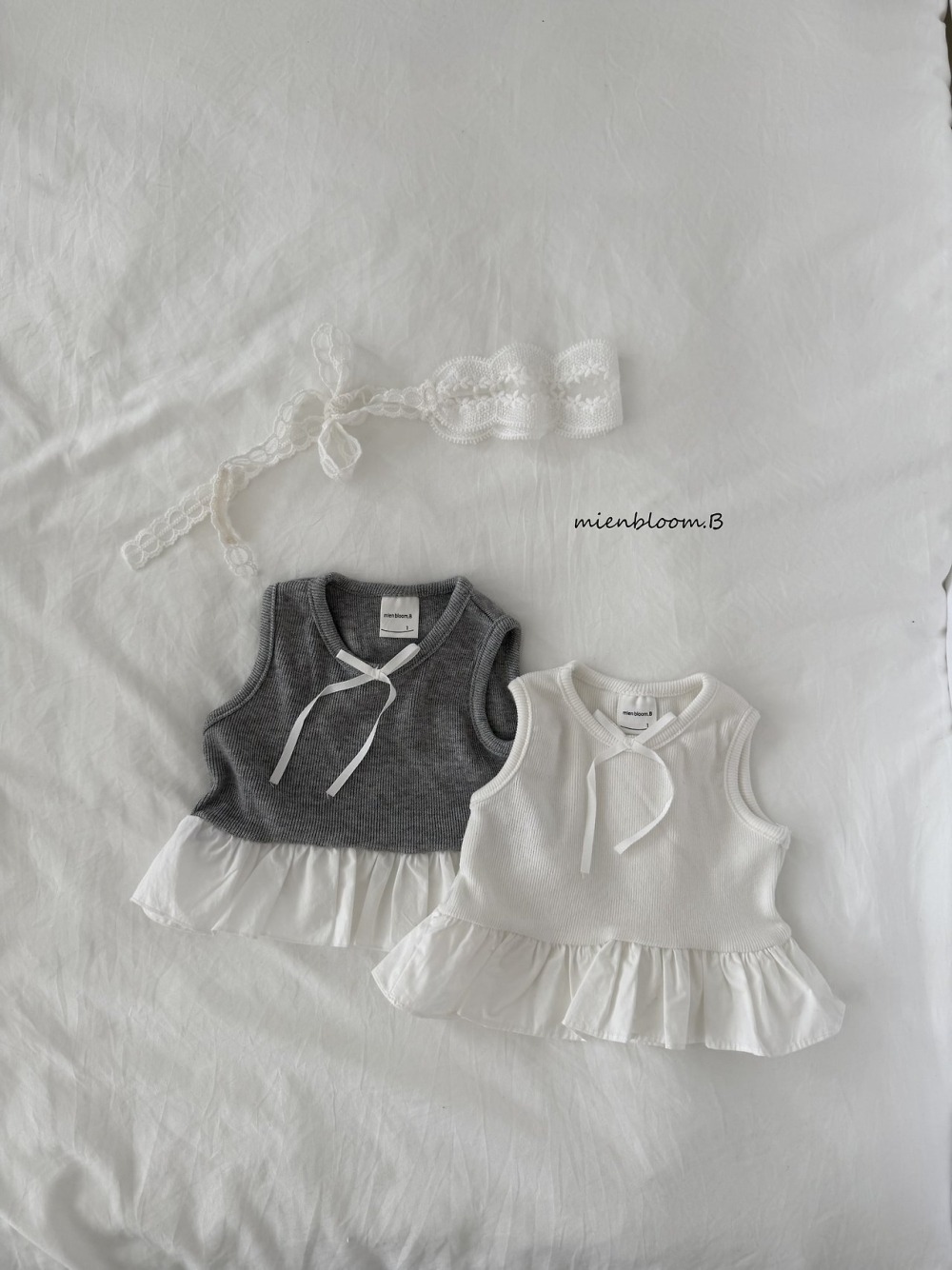 Bloom.b19｜(55cm-118cm) 緞帶蕾絲荷葉背心