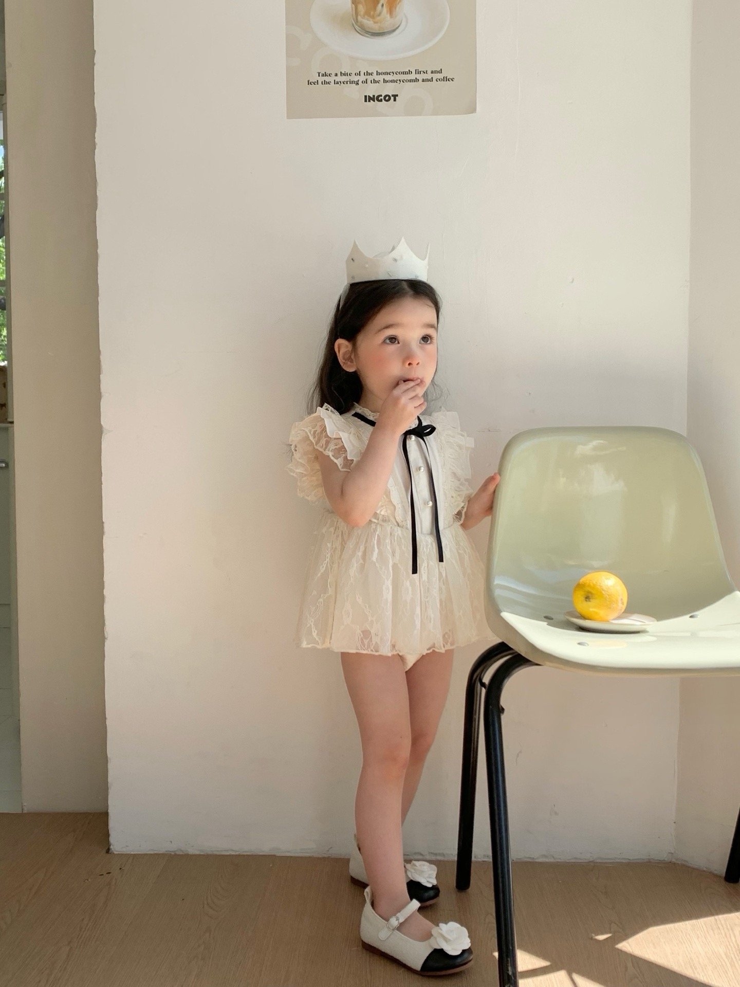 JE59｜(66-90cm) 蕾絲綁帶洋裝包屁衣