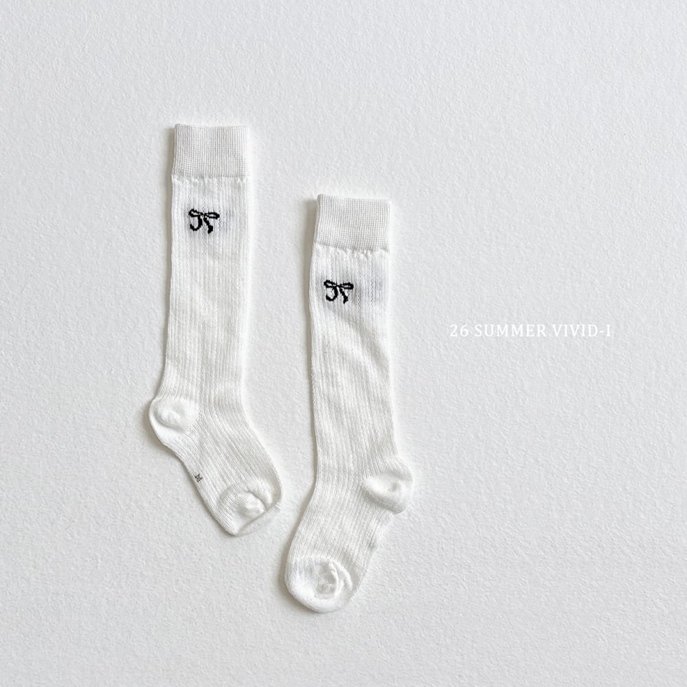 vivid03｜(3~6y) 緞帶刺繡過膝襪(1組2雙）