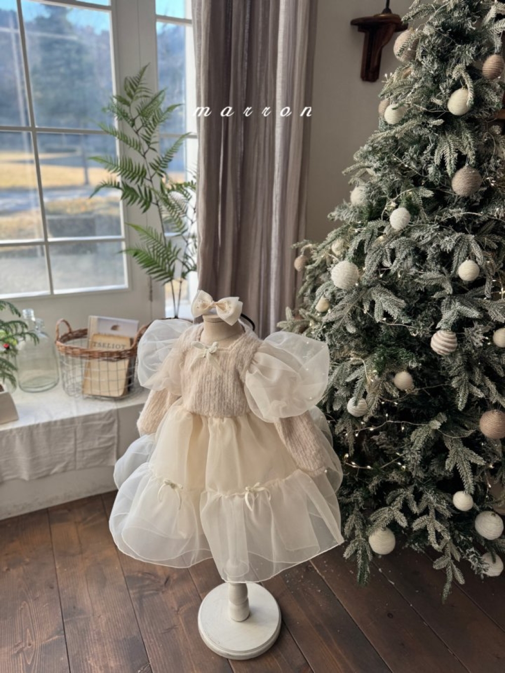 Marron 64｜(1y-6y) 公主蓬蓬袖袖薄紗洋裝