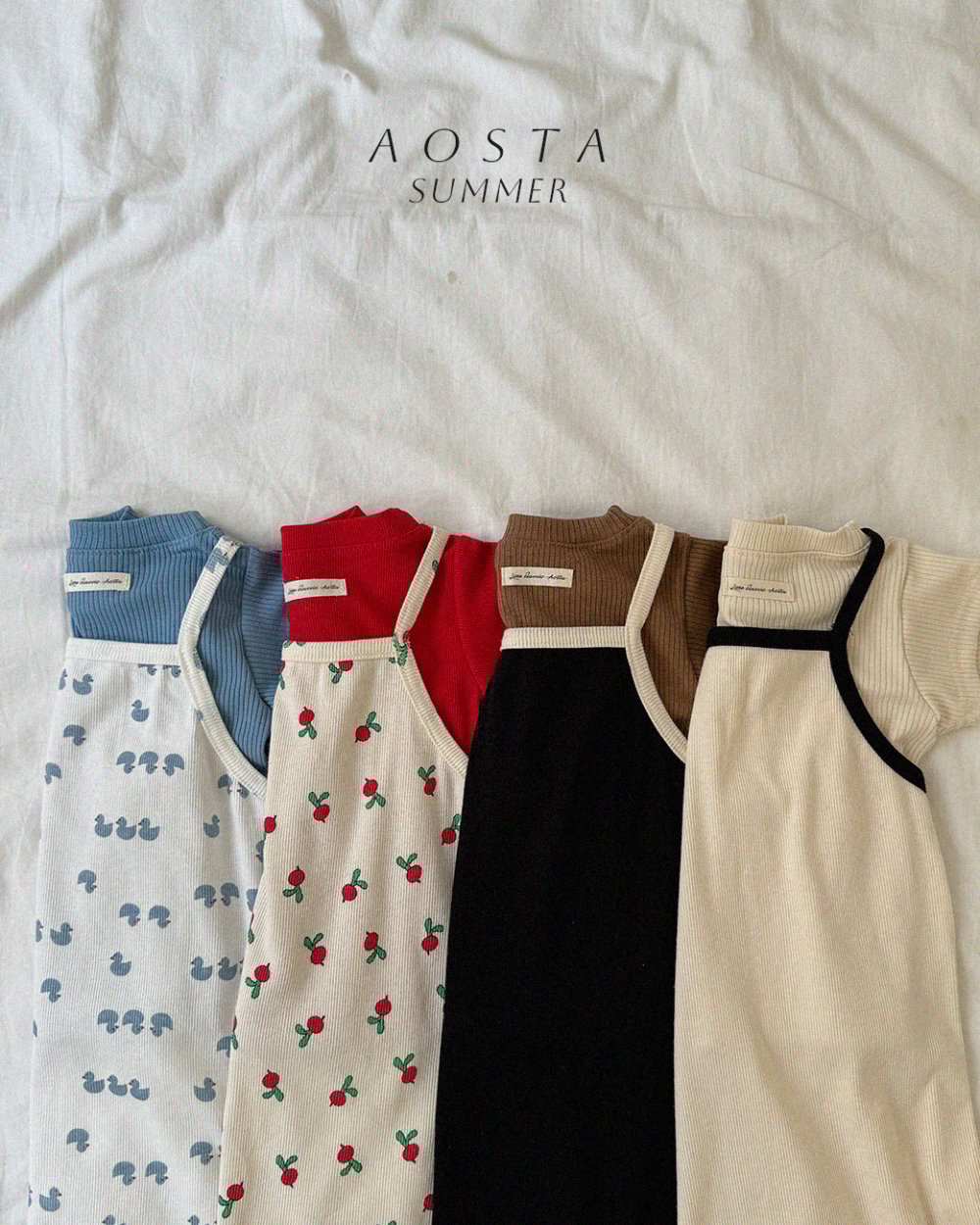 AOSTA46｜(6m-5y) 4款羅紋緞帶連身裙