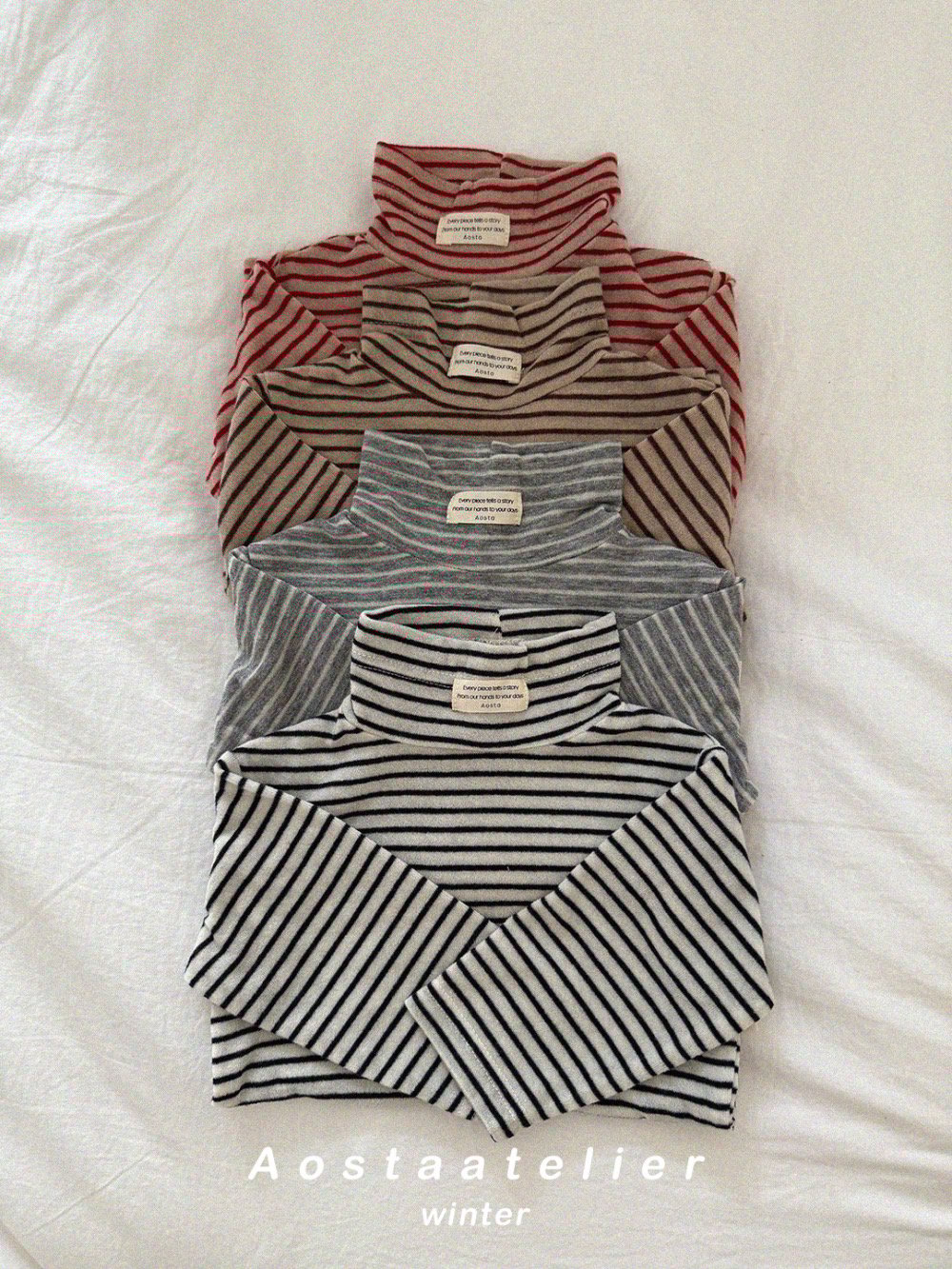 AOSTA62｜(6m-5y) 高領條紋上衣