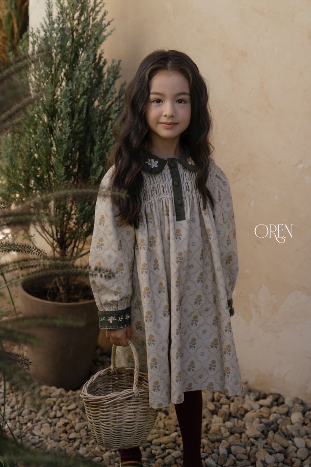 OREN08｜(85-120cm) 刺繡碎花撞色洋裝