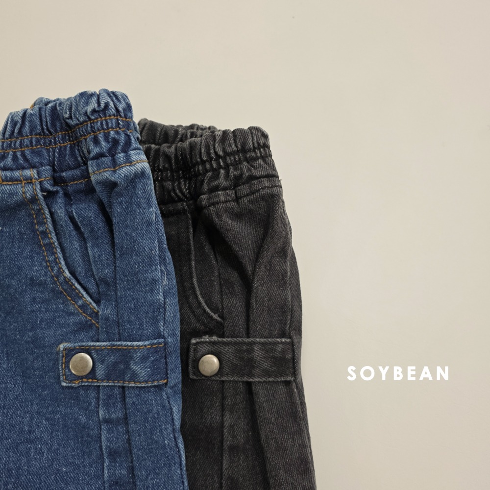 Soybean88｜(75cm-118cm) 按扣牛仔寬褲