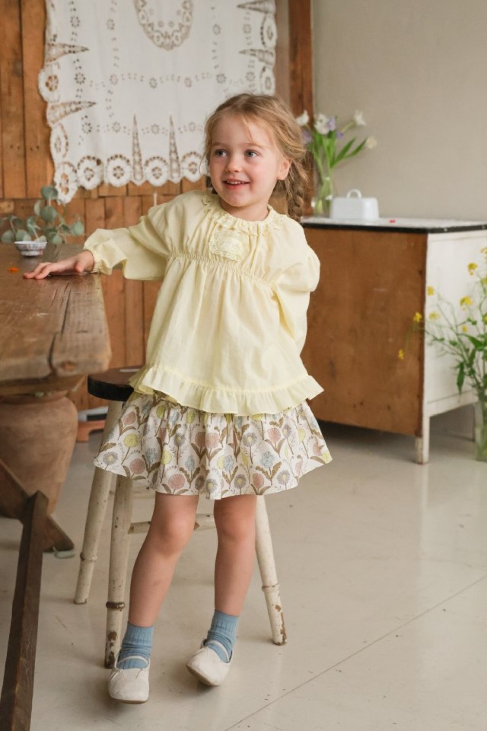 FLO51｜(75-140) 2色鬱金香棉裙