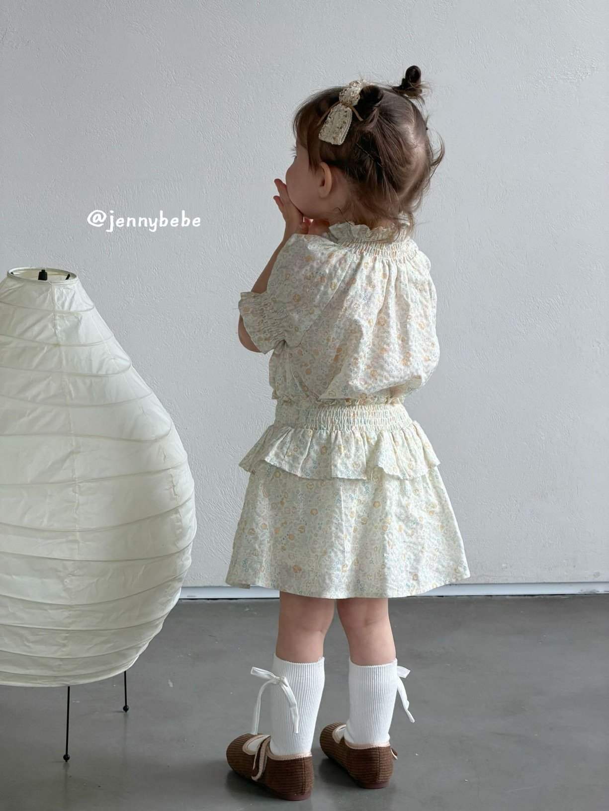 JE715｜(80-110cm) 小碎花縮口袖套裝