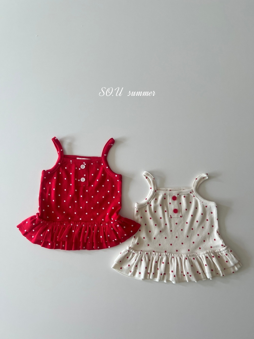 SO.U10｜(6m-4y) 荷葉滾邊波點上衣