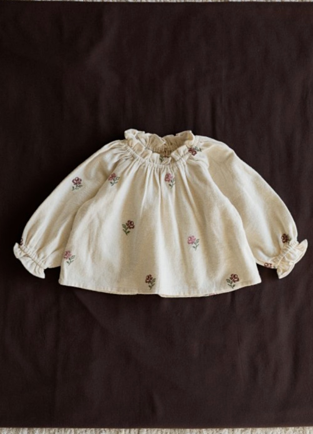 ALADIN07｜(75cm-114cm) 磨毛刺繡小花上衣