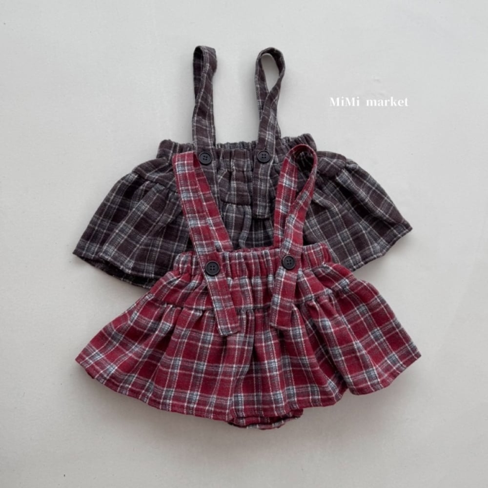 mimi market21 (65-85cm)  格紋吊帶裙