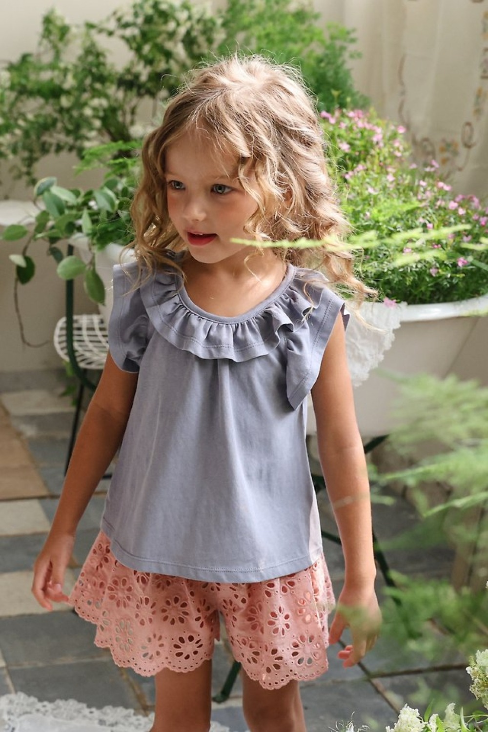 FLO35｜(75-140) 荷葉波浪領上衣