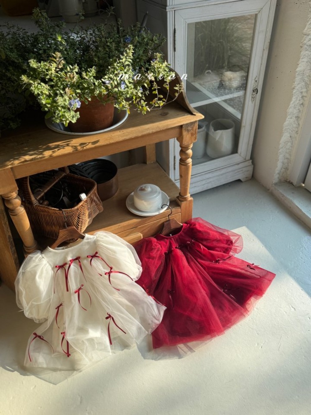 Marron 70｜(1y-6y) 蝴蝶緞帶薄紗蓬蓬洋裝