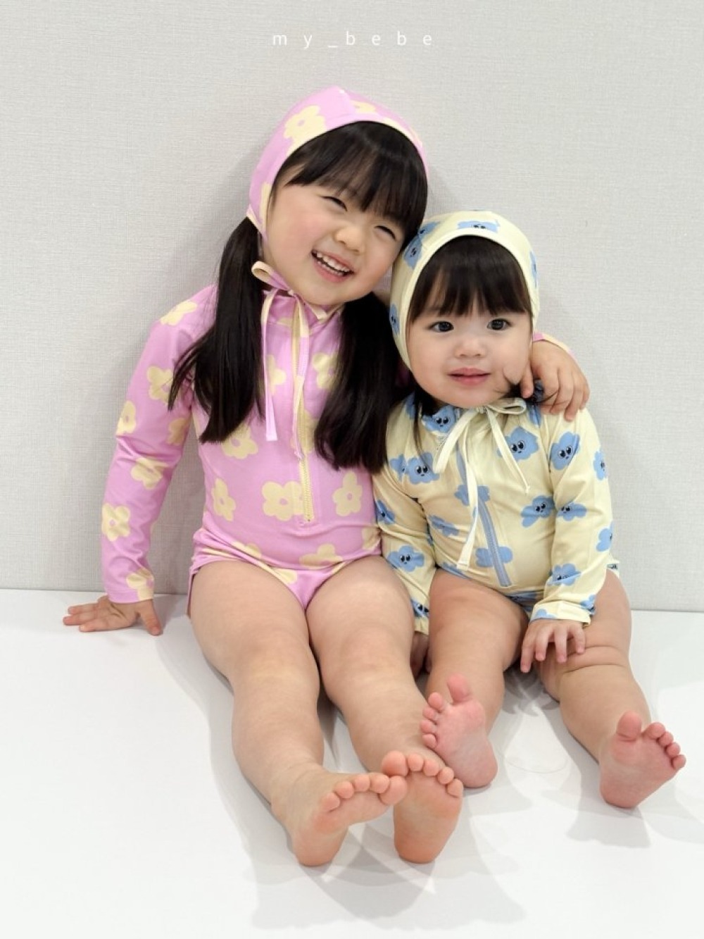 my_bebe01｜(75-105cm) 拉鍊防曬泳衣含泳帽