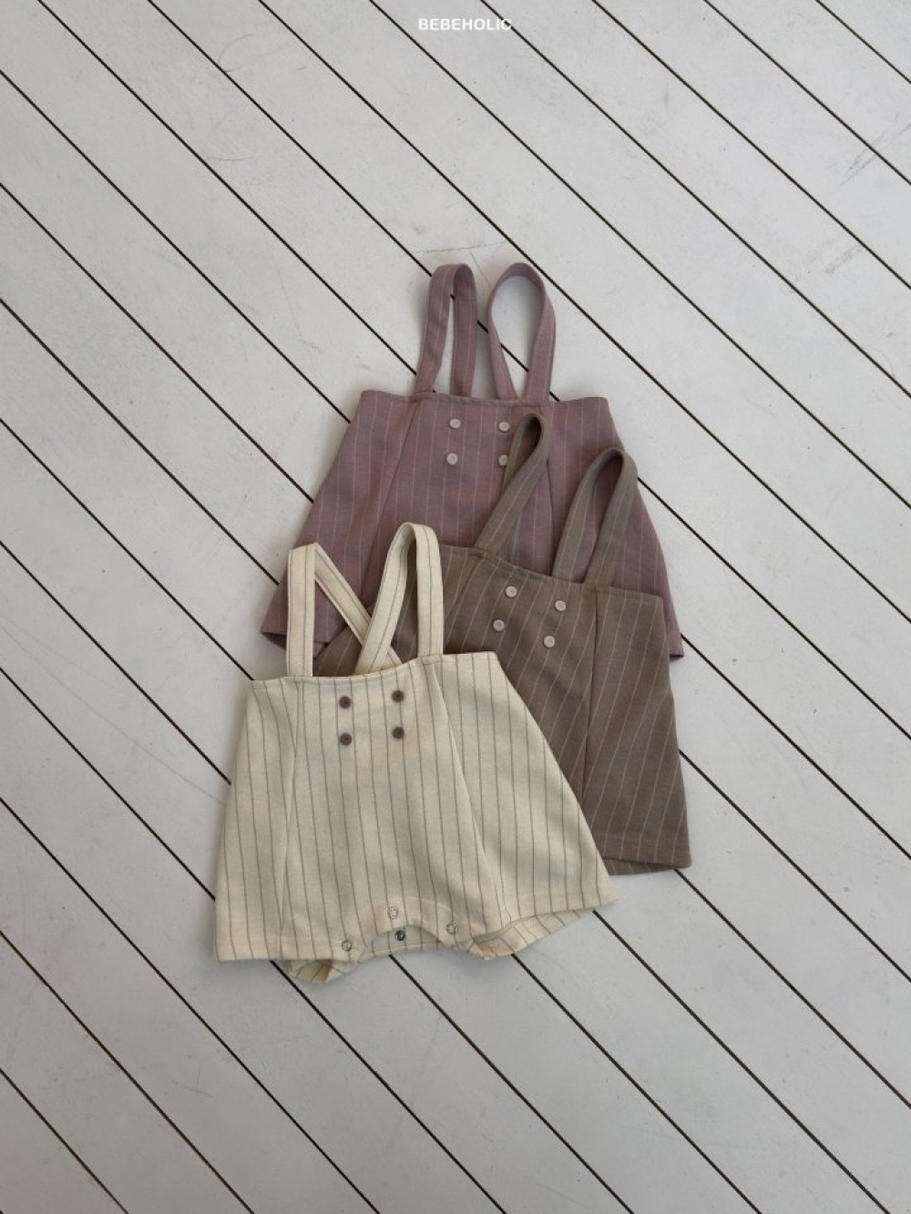 Bebe holic56｜(3m-18m) 吊帶排釦包屁褲
