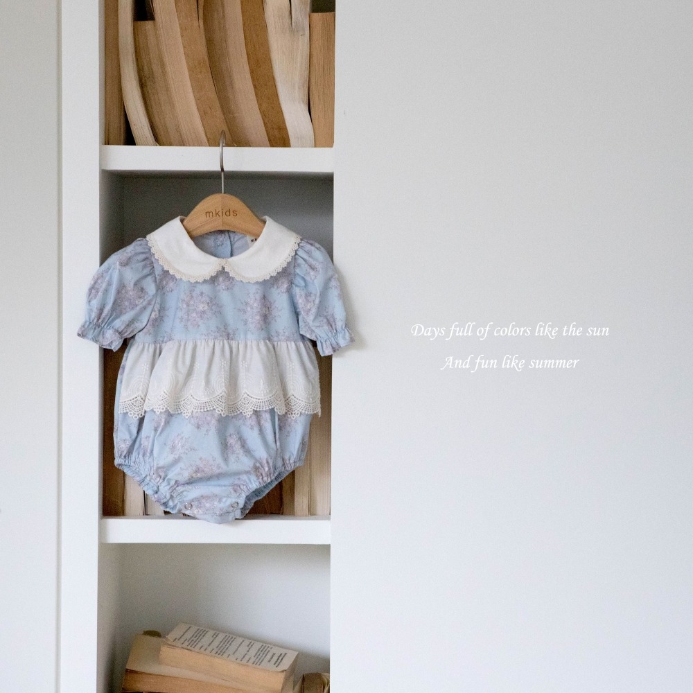 M-KIDS38｜(65-80cm) 歐式碎花滾邊包屁衣