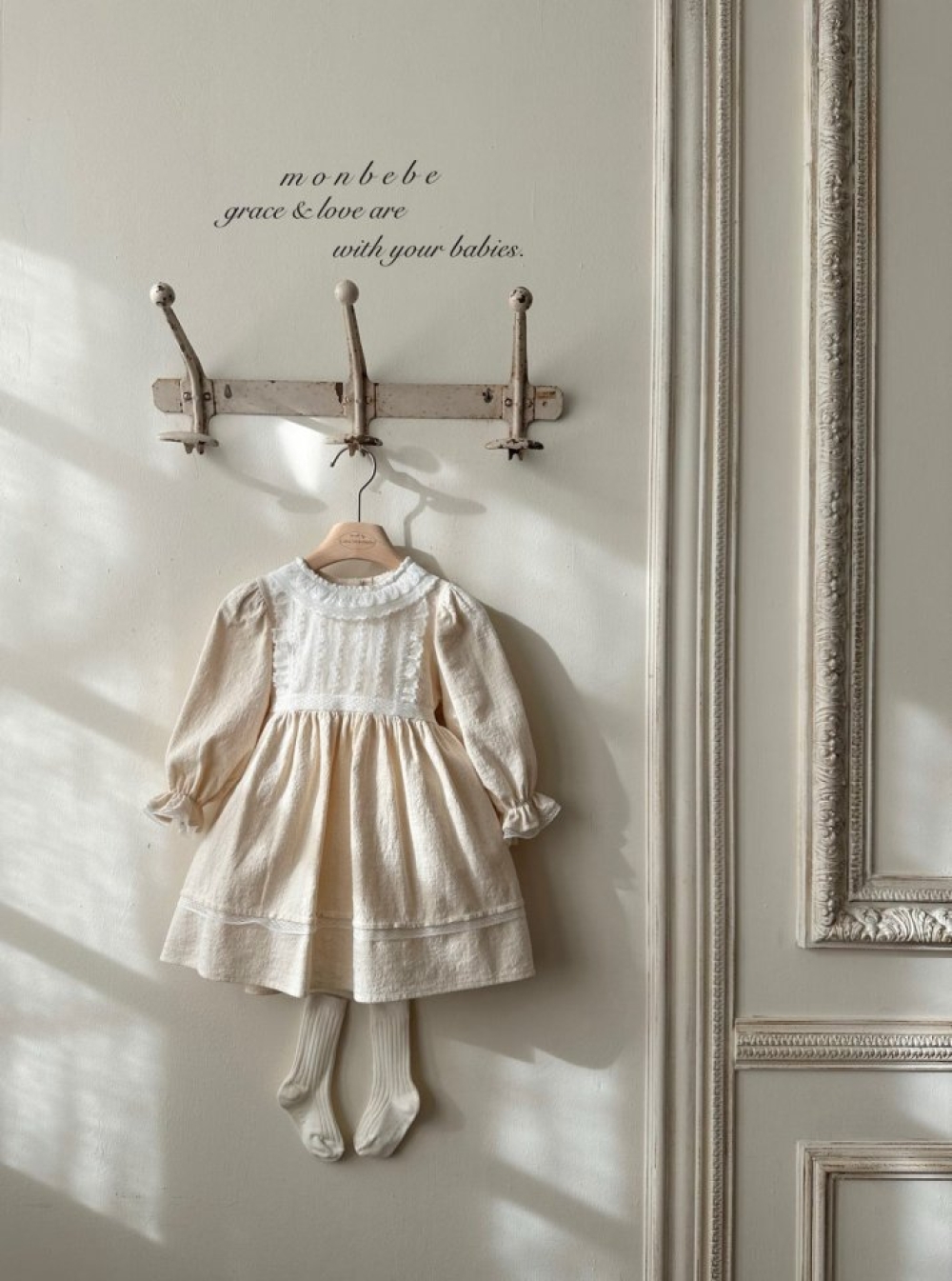 MONBEBE02｜(1y-8y) 蕾絲滾邊緞帶洋裝