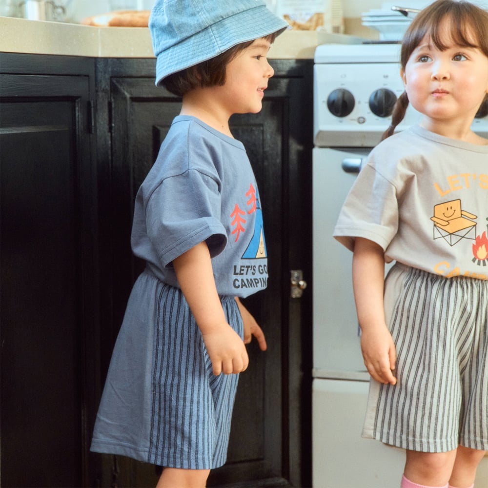 1st blue16｜(~93-118cm) 條紋棉質短褲