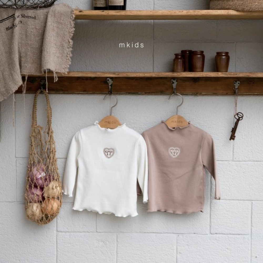 M-KIDS21｜(65-115cm) 2色刺繡捲邊上衣