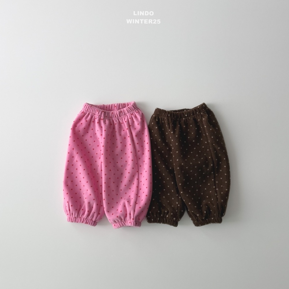 Lindo63｜(80cm-125cm) 波點磨毛休閒縮口褲