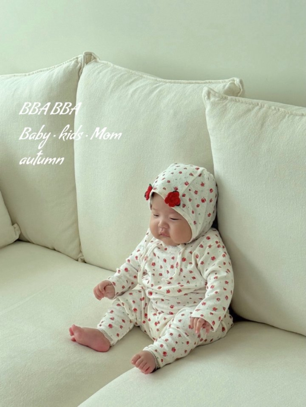 BBABBA10｜(60cm-83cm)  2色小玫瑰休閒套裝含帽子