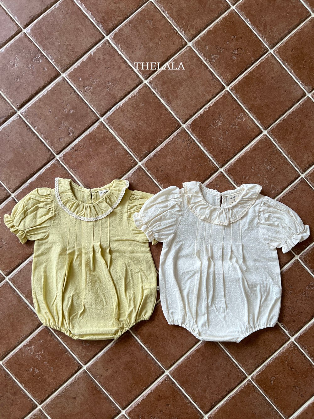 thelala50｜ (0m-18m) 滾邊荷葉領公主袖包屁衣