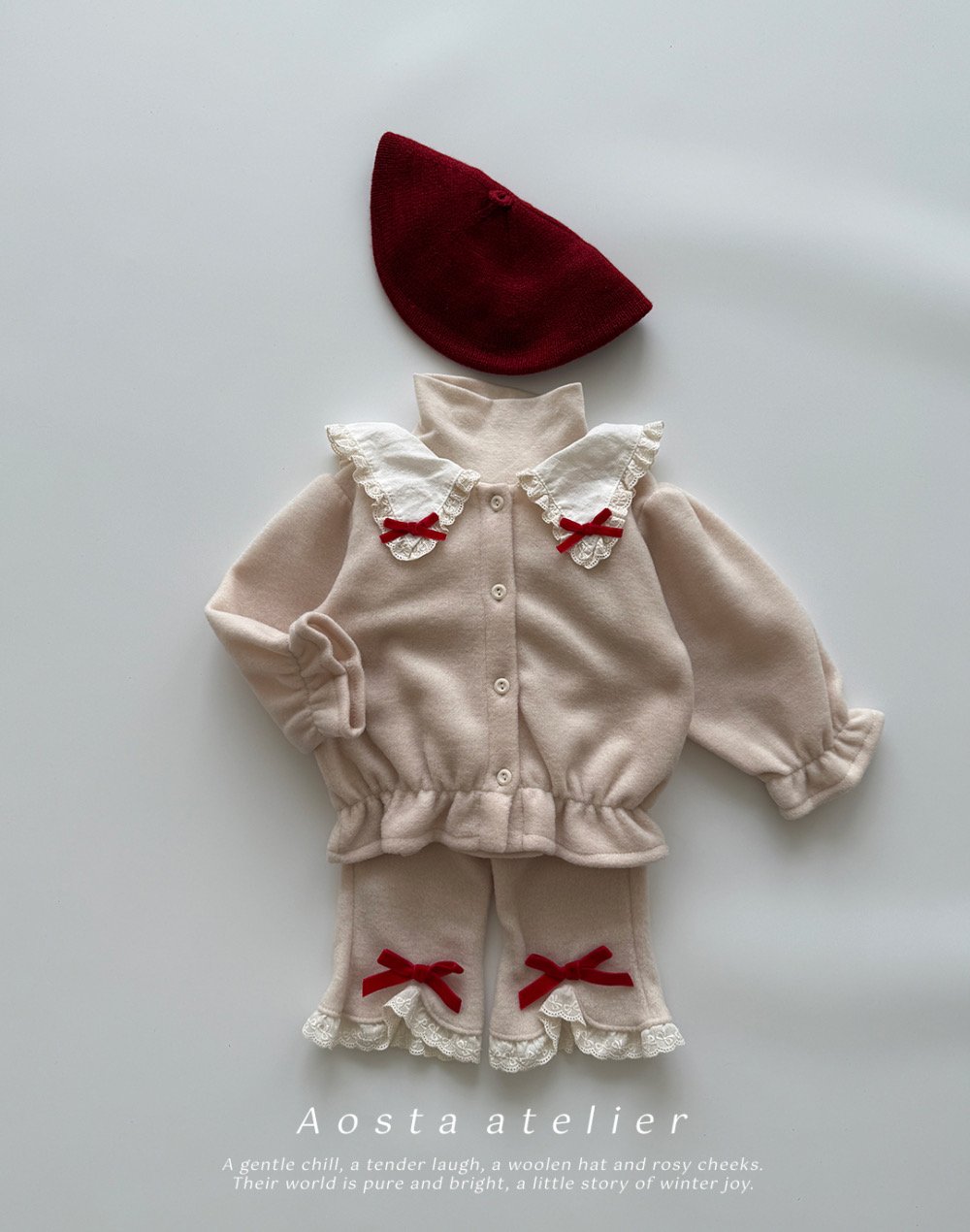 AOSTA25｜(6m-5y) 蕾絲荷葉翻領縮口襯衫