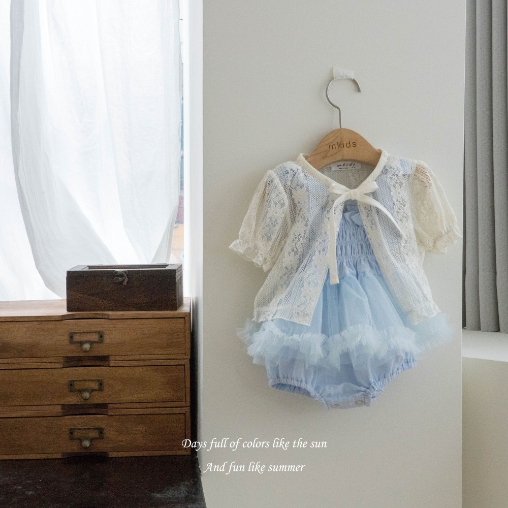 M-KIDS10｜(65-115cm) 短袖開襟綁帶外套