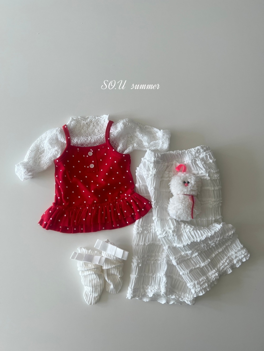 SO.U10｜(6m-4y) 荷葉滾邊波點上衣