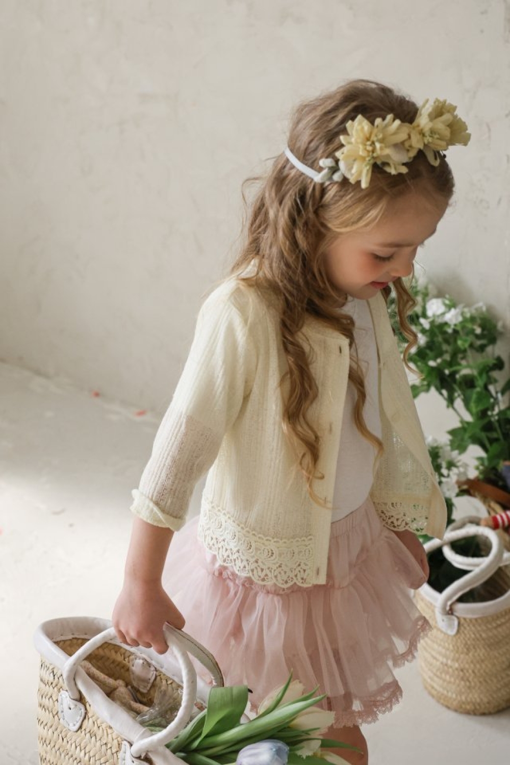 FLO04｜(75-140) 四色蕾絲七分袖開衫