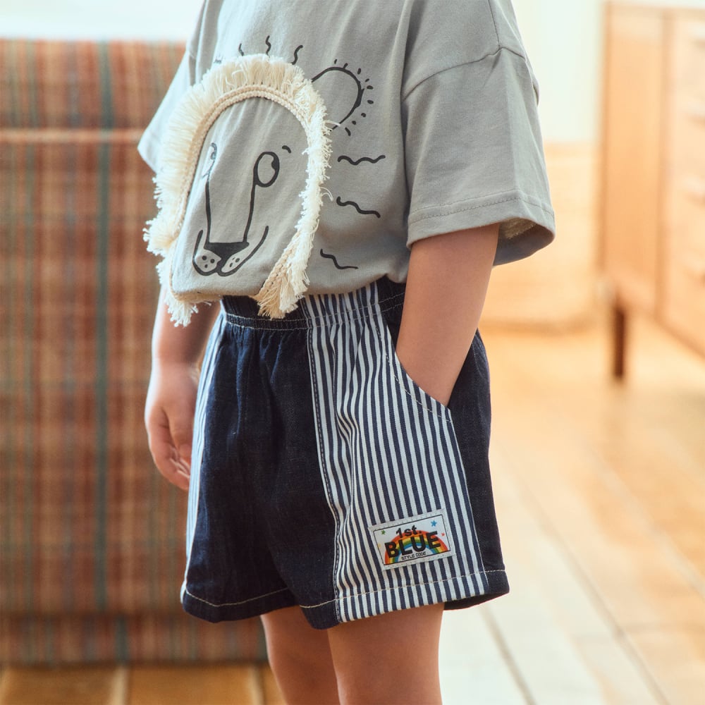 1st blue05｜(~93-118cm) 條紋設計短褲