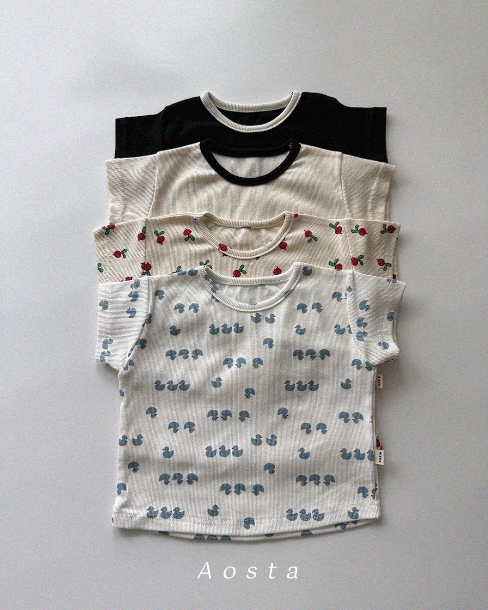 AOSTA43｜(6m-5y) 4款夏季羅紋短袖上衣