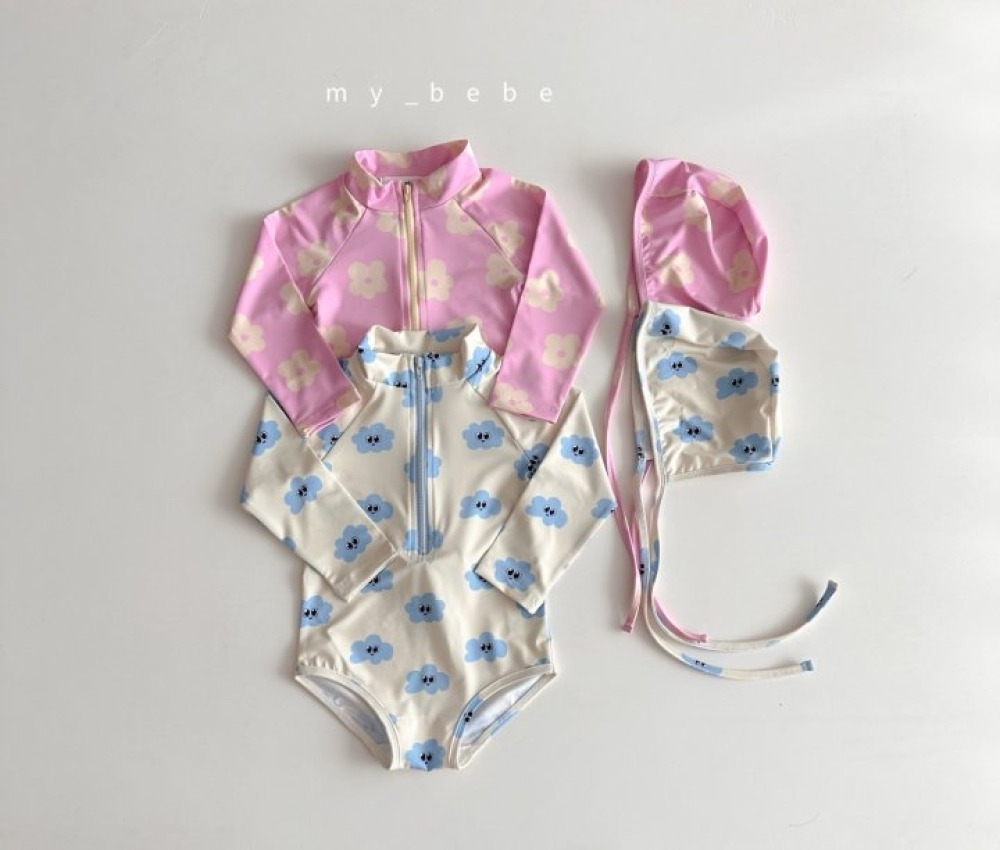 my_bebe01｜(75-105cm) 拉鍊防曬泳衣含泳帽
