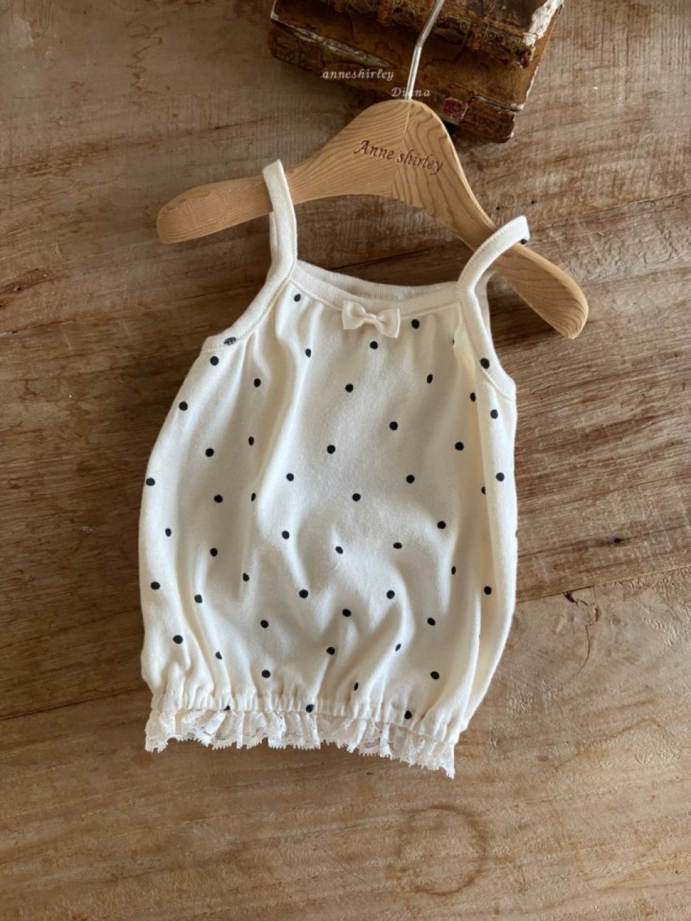 Anne Shirley23｜(3m-24m) 2色細肩碎花/波點蕾絲背心